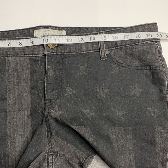 TORRID‎ SHORTS FLAG USA MINI STARS AND STRIPES DENIM JEANS GRAY/BLACK - Picture 10 of 10